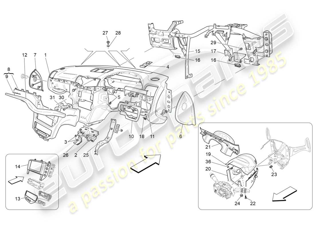 maserati granturismo s (2015) armaturenbretteinheit teilediagramm