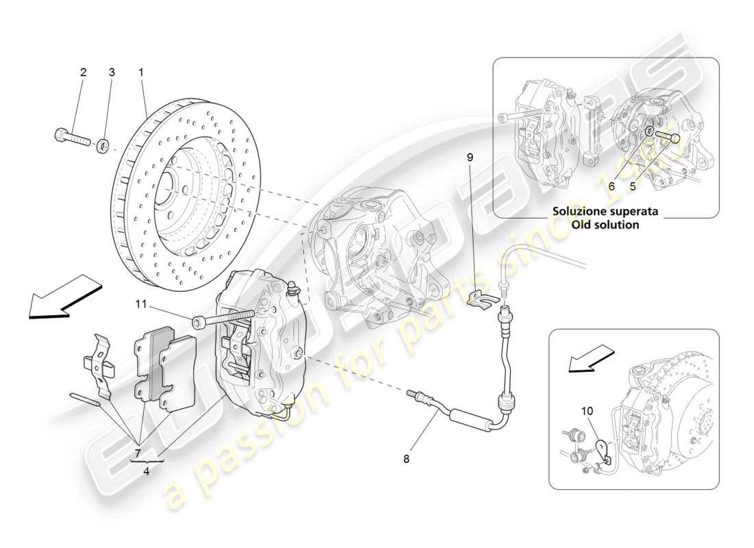 maserati granturismo (2008) bremsvorrichtungen an den hinterrädern ersatzteildiagramm