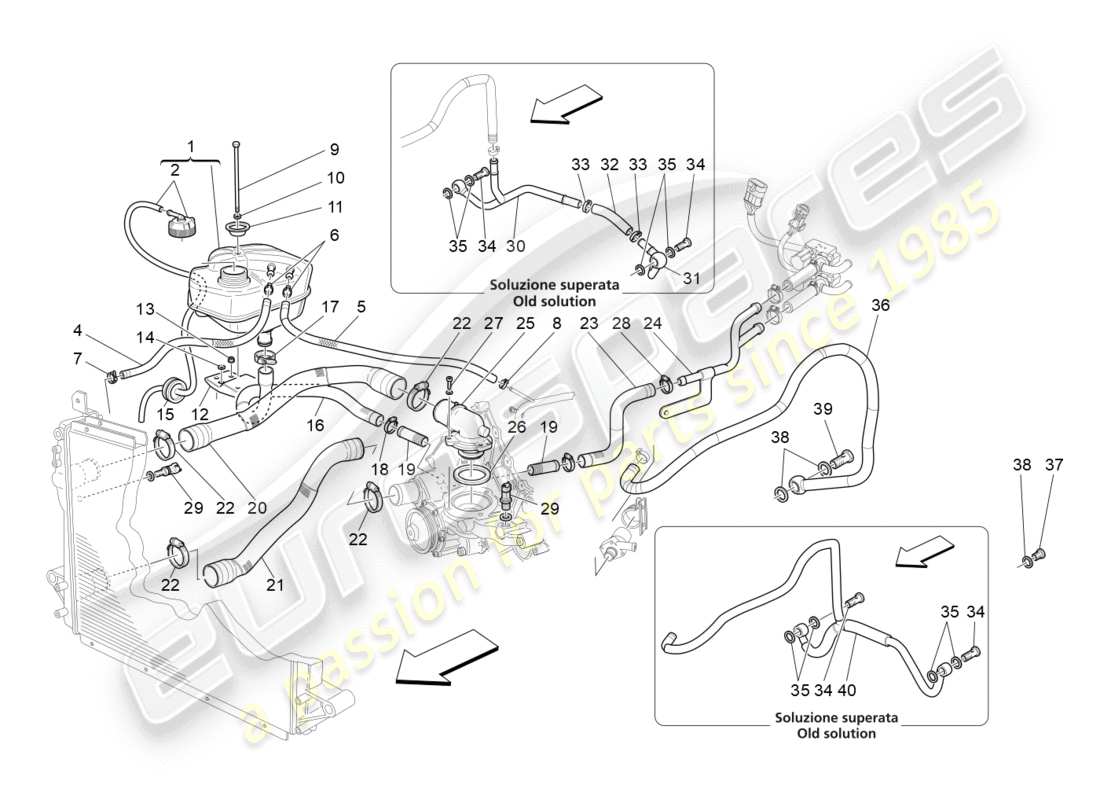 maserati granturismo s (2014) kühlsystem: nähre und leitungen ersatzteildiagramm