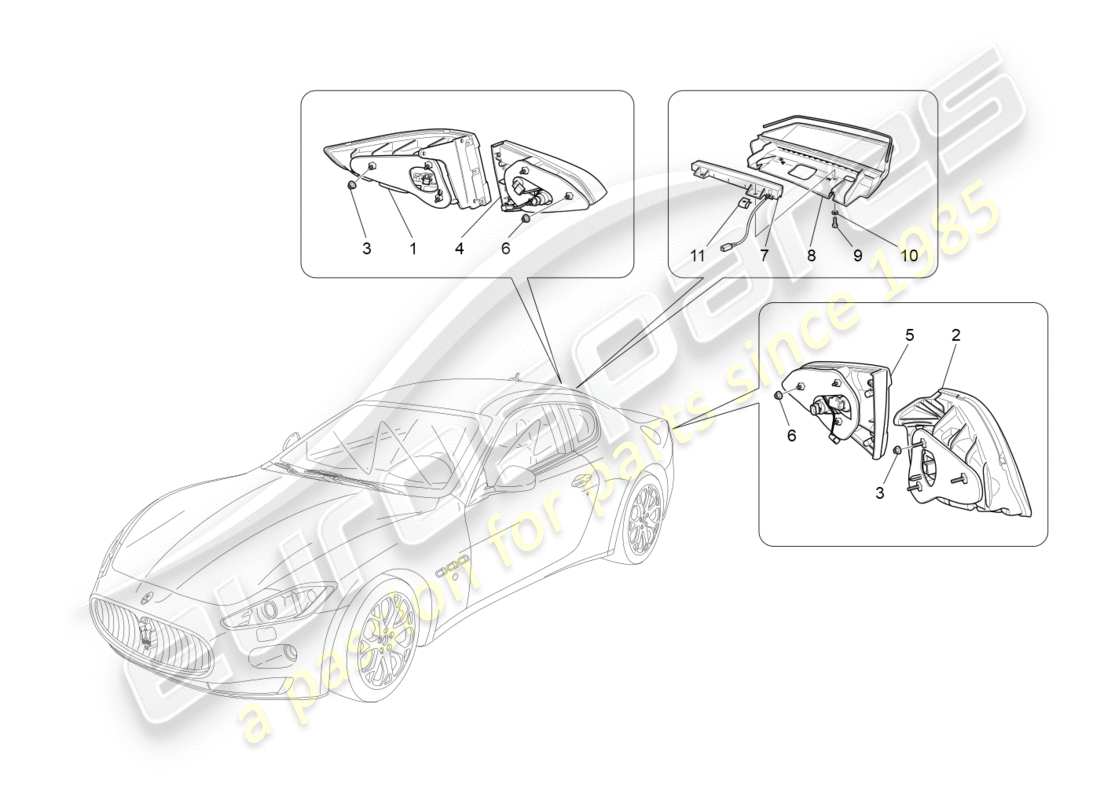 maserati granturismo s (2016) rücklichtkombinationen ersatzteildiagramm