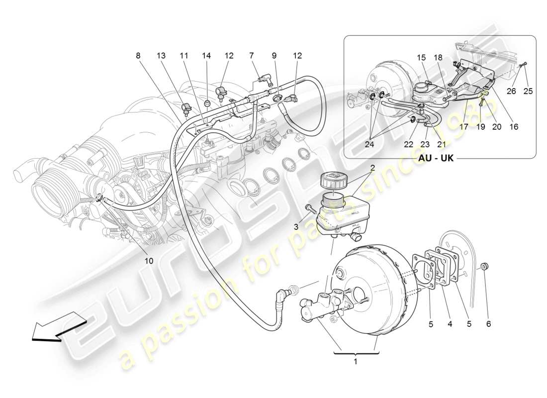 maserati granturismo (2008) bremsservosystem teilediagramm