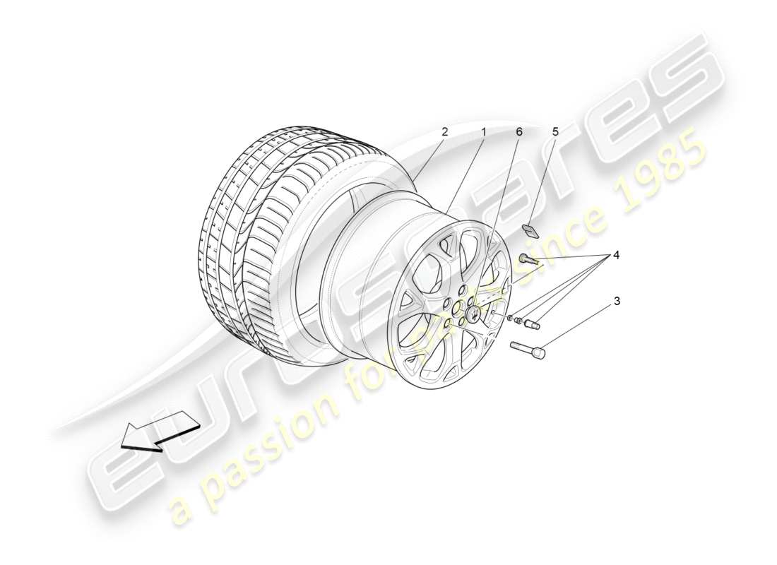 maserati granturismo (2012) räder und reifen teilediagramm