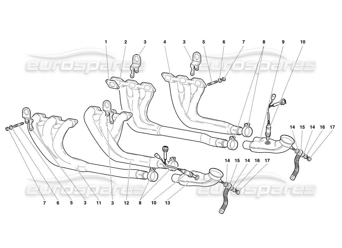 lamborghini diablo sv (1997) auspuffanlage teilediagramm