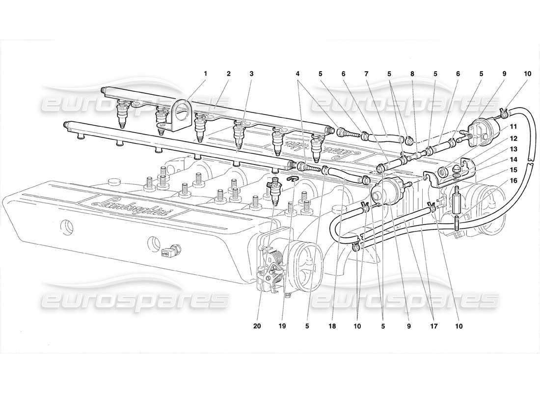 lamborghini diablo se30 (1995) kraftstoffsystem teilediagramm