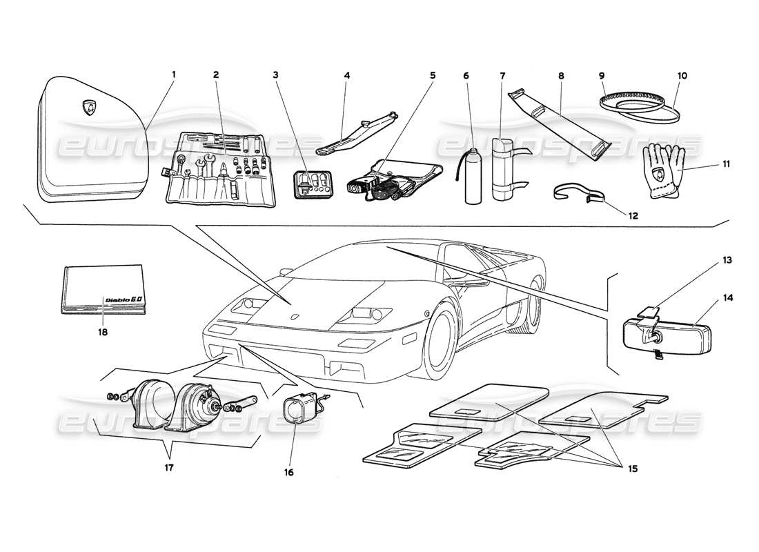 lamborghini diablo 6.0 (2001) zubehör teilediagramm