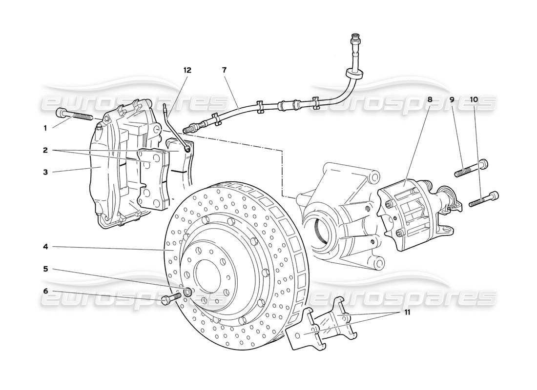 lamborghini diablo sv (1999) teilediagramm für hinterradbremsen