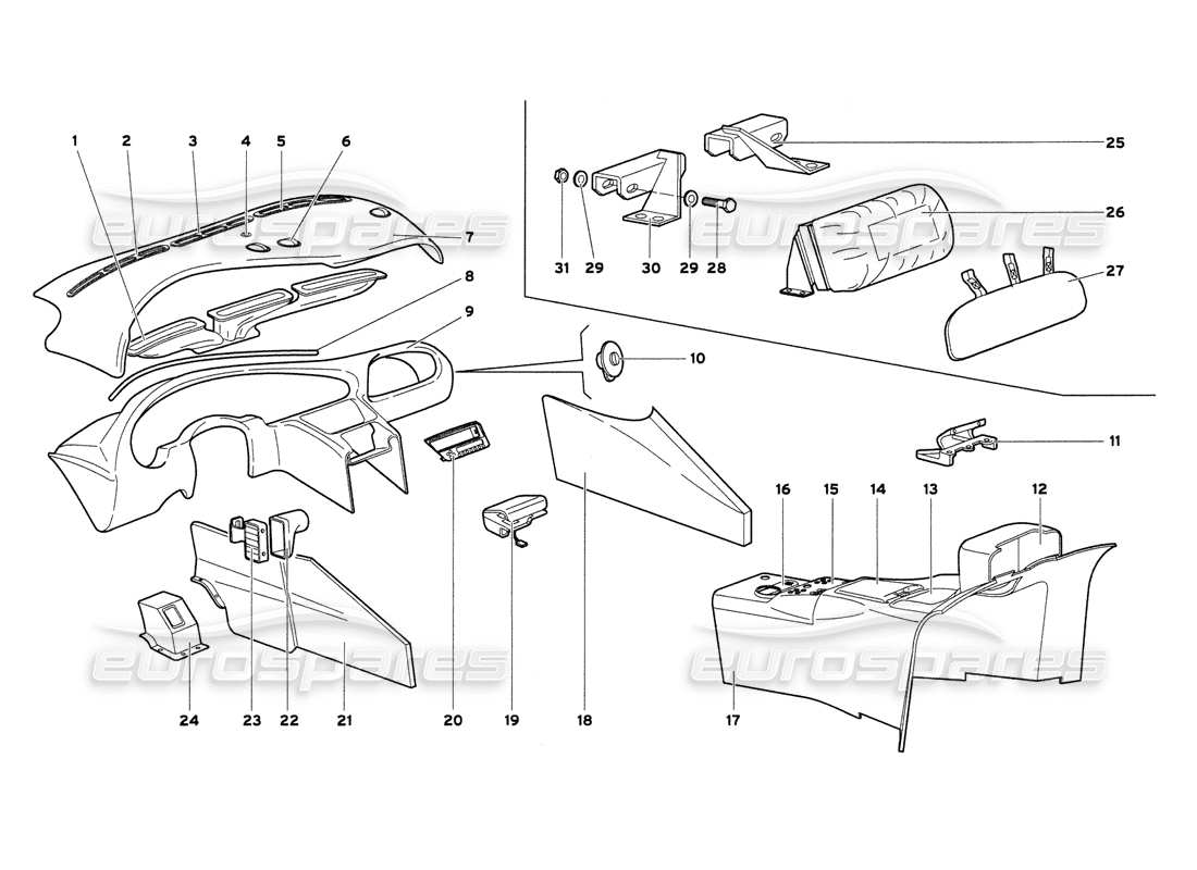 lamborghini diablo 6.0 (2001) teilediagramm für fahrgastraumverkleidungen