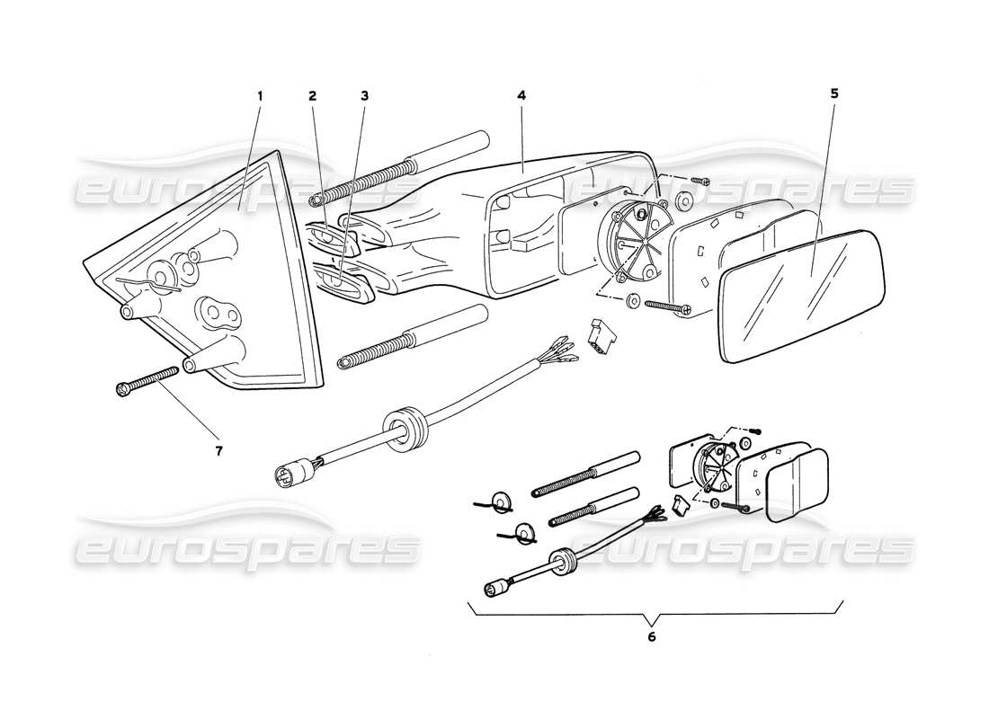 lamborghini diablo 6.0 (2001) aussenrückspiegel ersatzteildiagramm