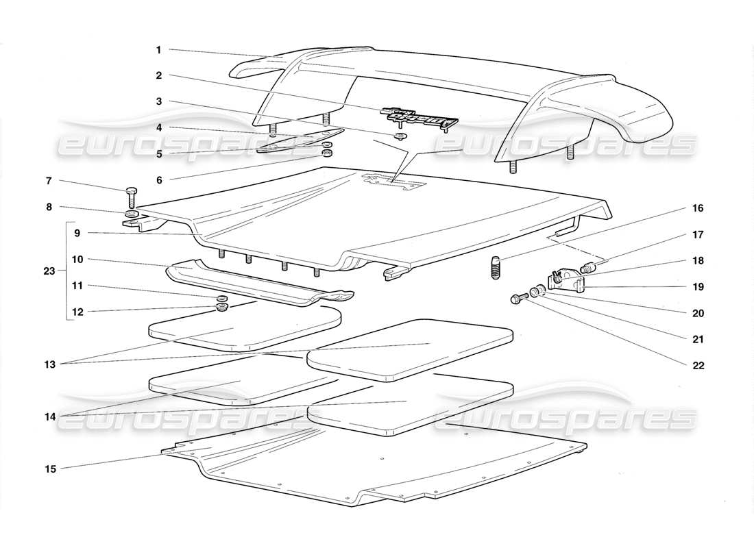 lamborghini diablo roadster (1998) teilediagramm für heckhaube und kotflügel