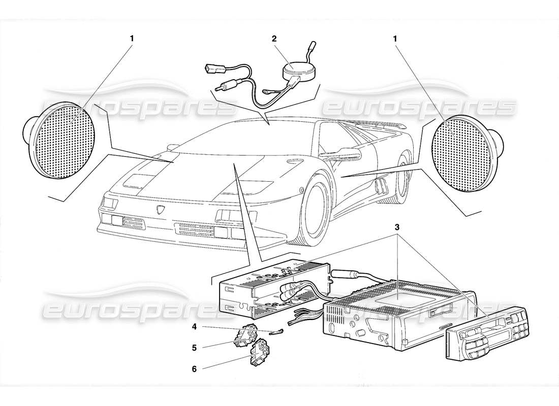 lamborghini diablo se30 (1995) radio-teilediagramm