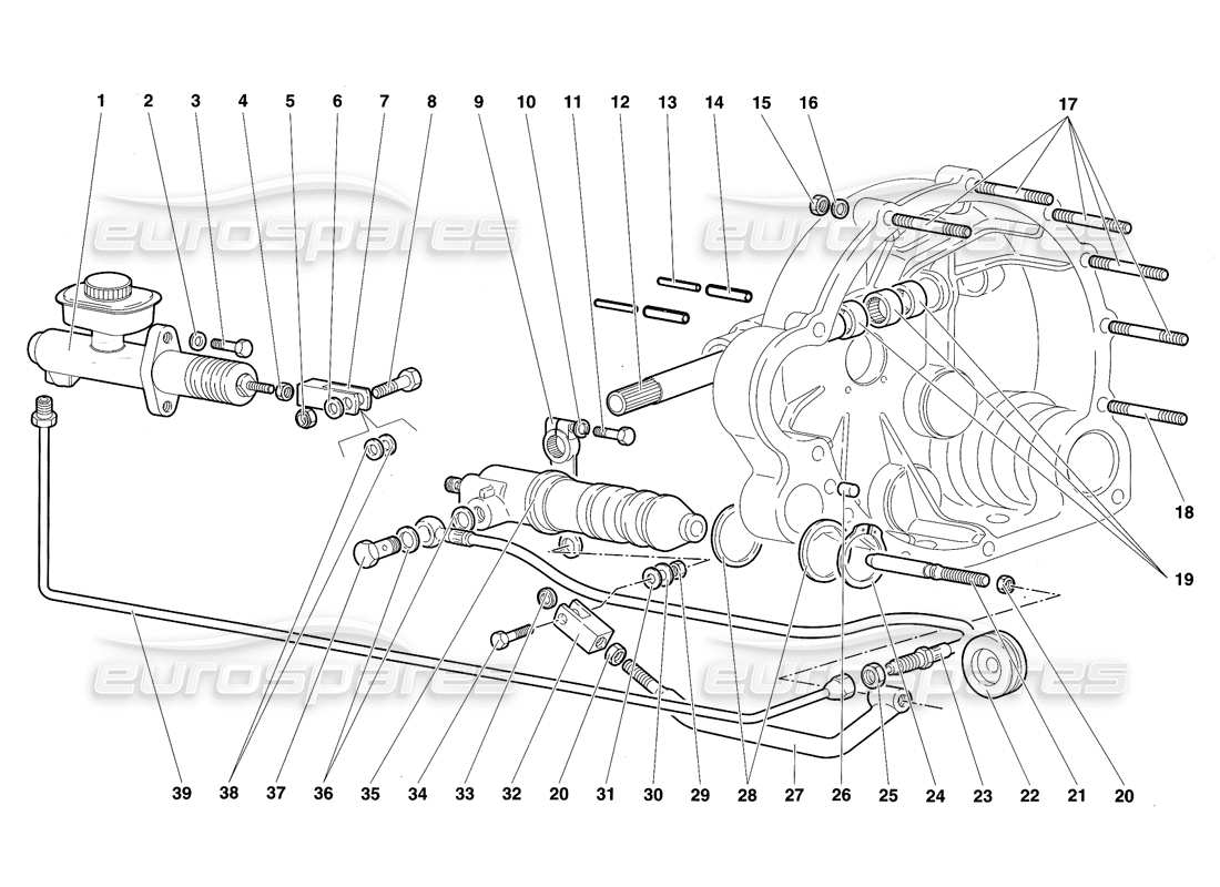 lamborghini diablo sv (1997) teilediagramm für kupplungshebel