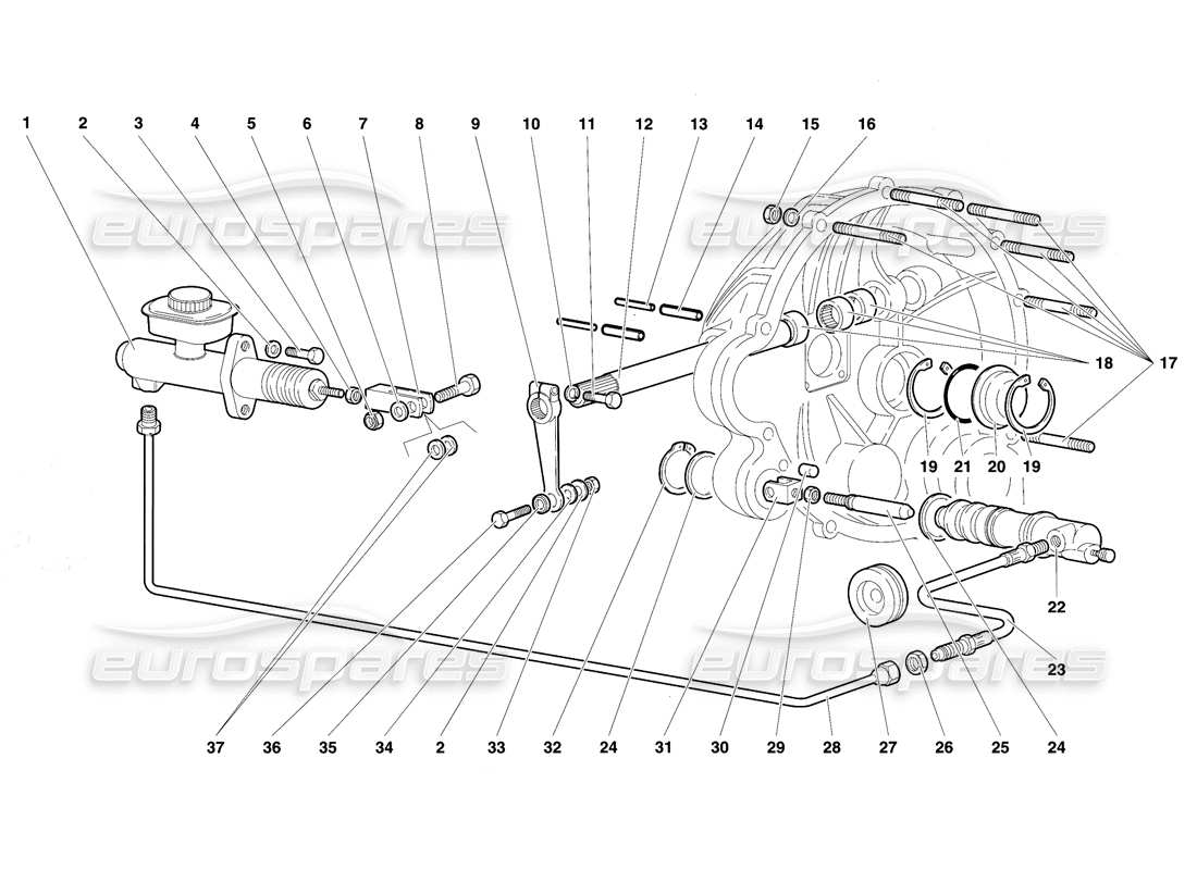 lamborghini diablo se30 (1995) teilediagramm für kupplungshebel