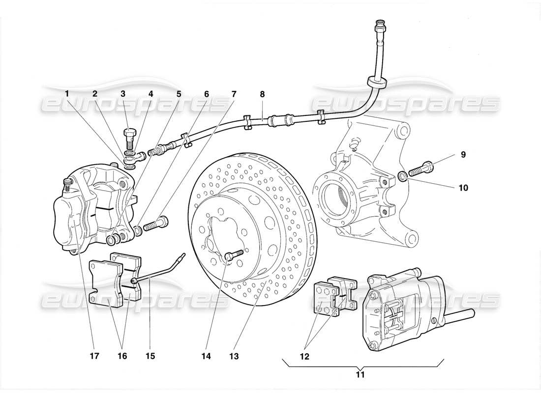 lamborghini diablo se30 (1995) teilediagramm für hinterradbremsen