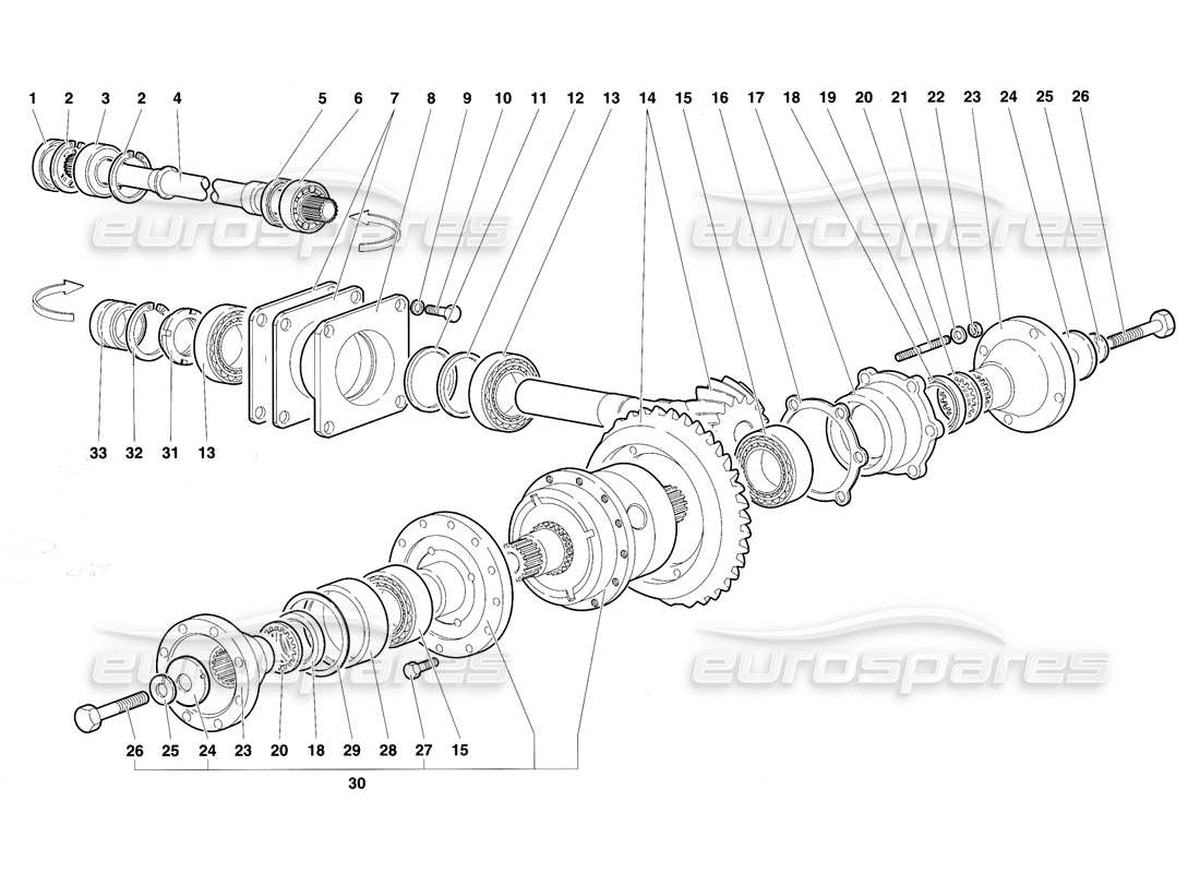 lamborghini diablo se30 (1995) differential teilediagramm