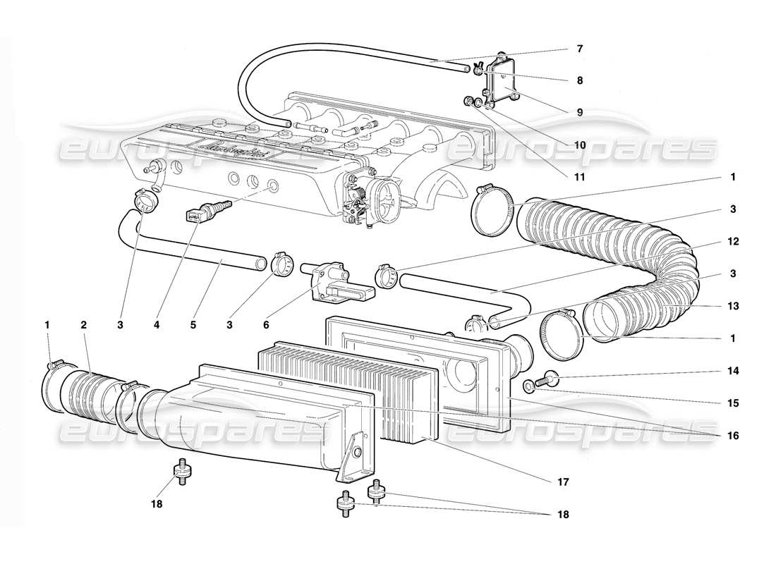 lamborghini diablo se30 (1995) luftfilter teilediagramm