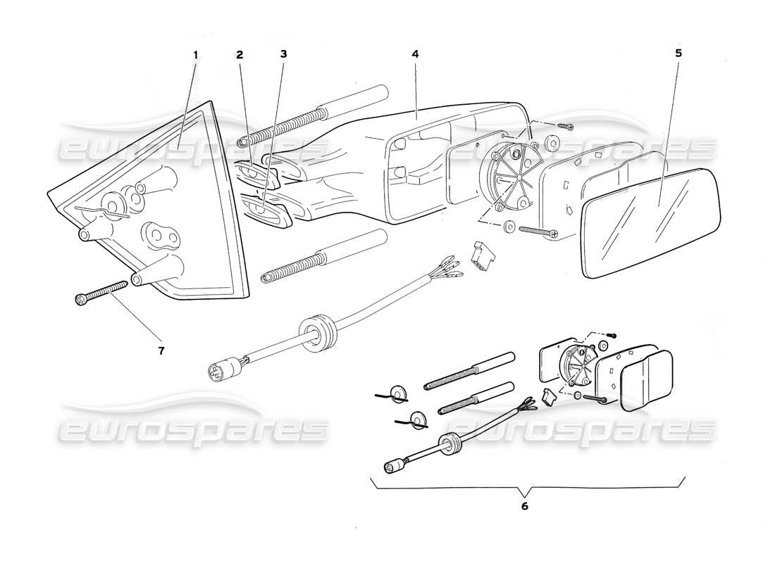 lamborghini diablo sv (1999) aussenrückspiegel teilediagramm