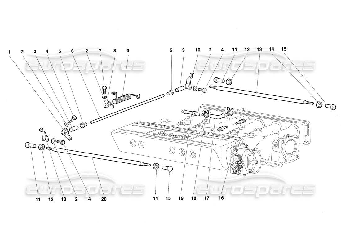 lamborghini diablo sv (1997) teilediagramm für gaszüge