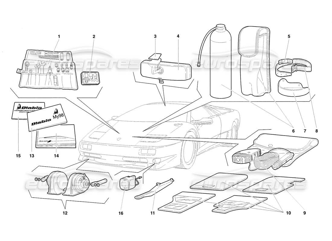 lamborghini diablo sv (1998) zubehör teilediagramm