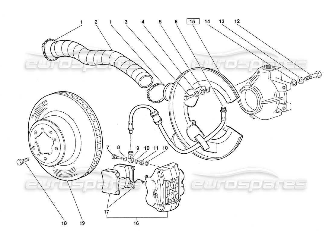 lamborghini diablo (1991) vorderradbremsen (gültig für version oktober 1991) teilediagramm