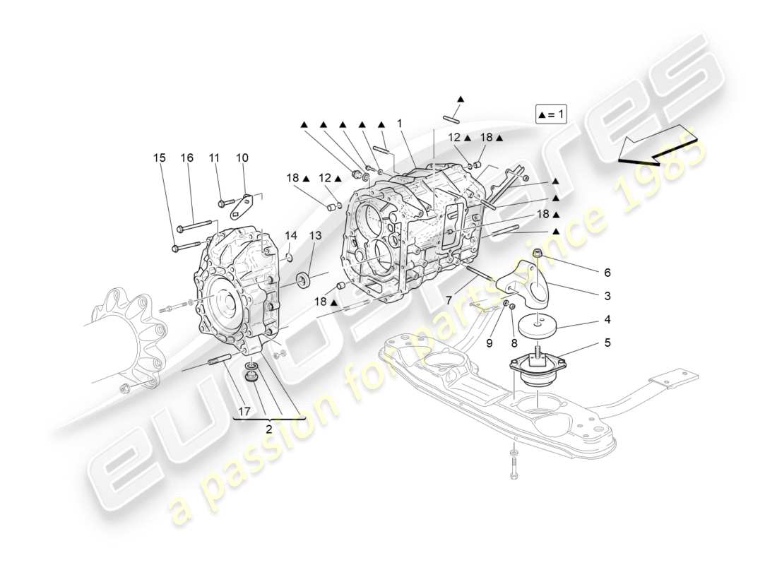 maserati granturismo s (2016) getriebegehäuse ersatzteildiagramm