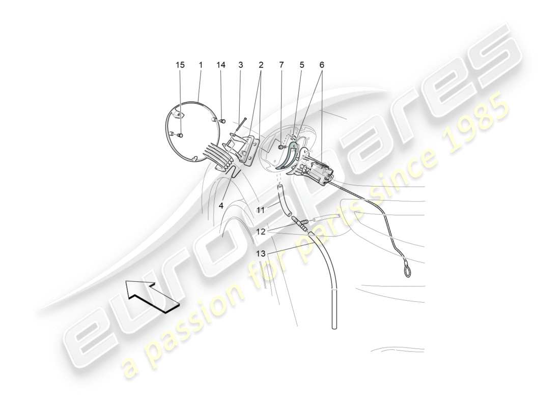 maserati granturismo s (2020) kraftstofftanktür und bedienelemente teilediagramm