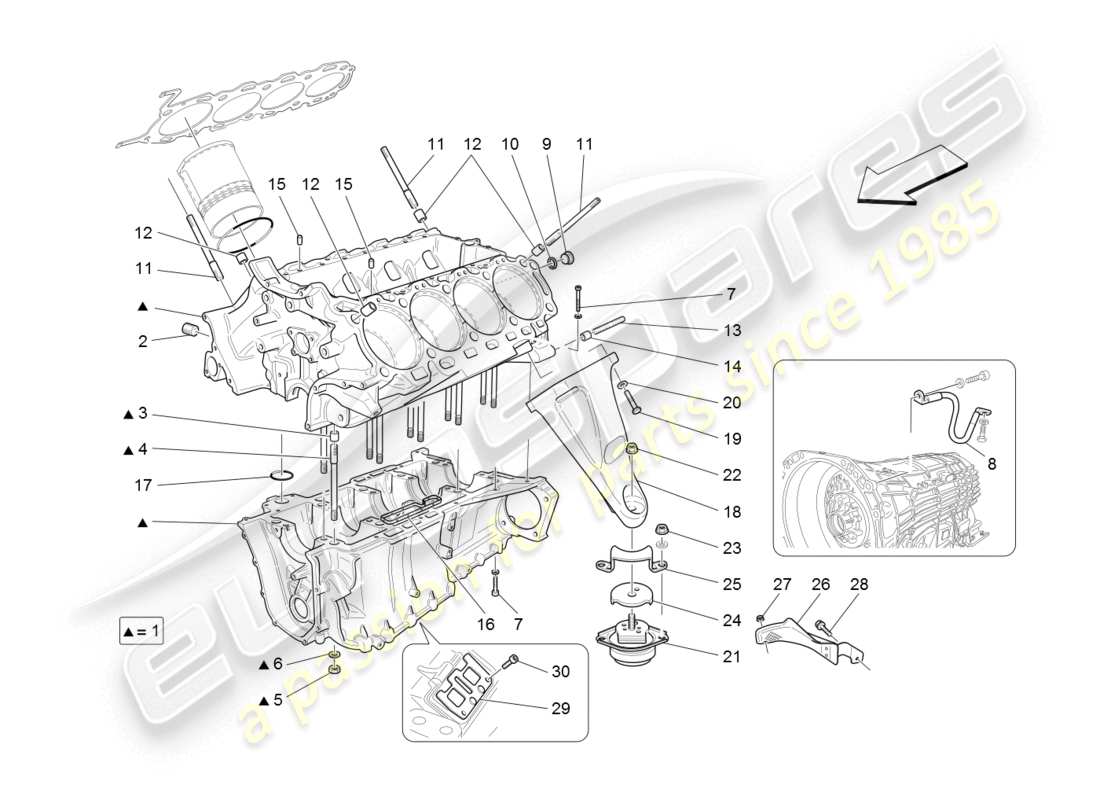 maserati granturismo (2008) kurbelgehäuse teilediagramm