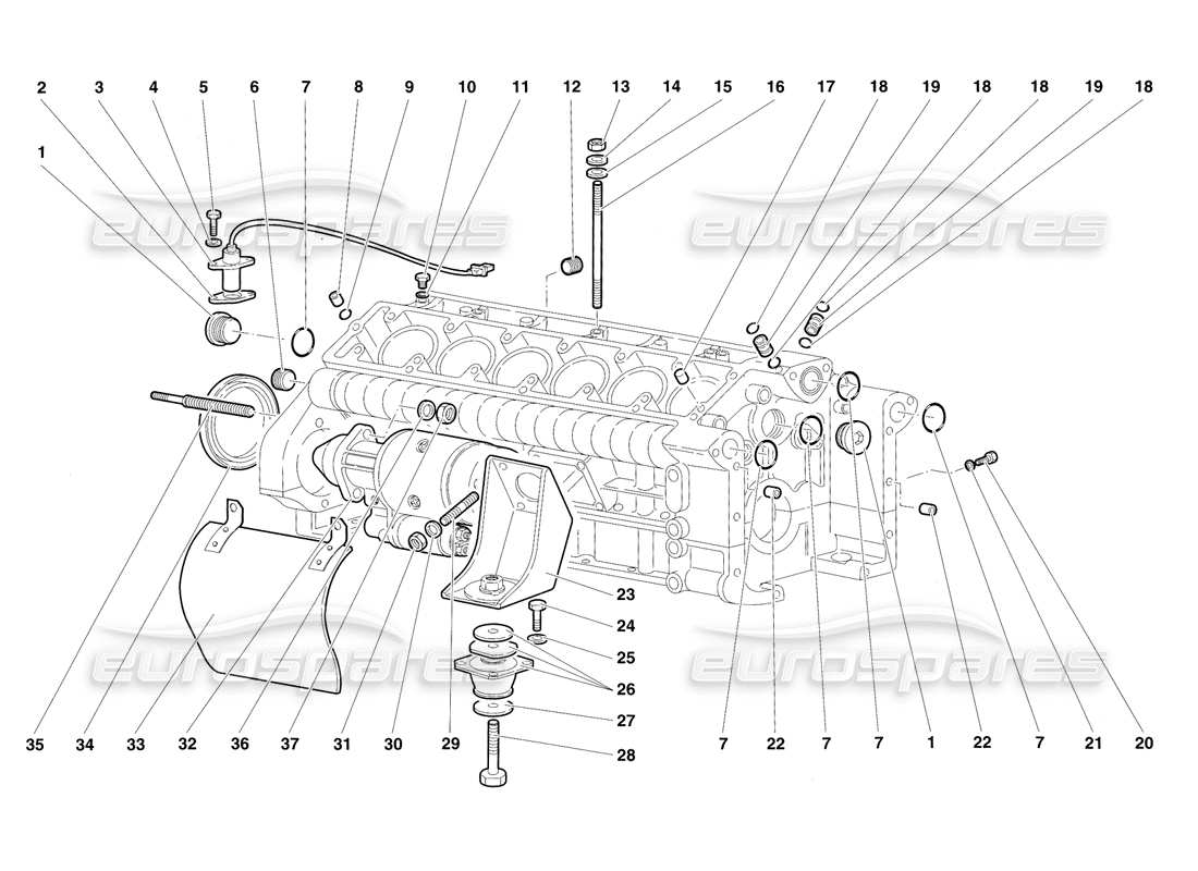lamborghini diablo sv (1997) kurbelgehäuse-teilediagramm