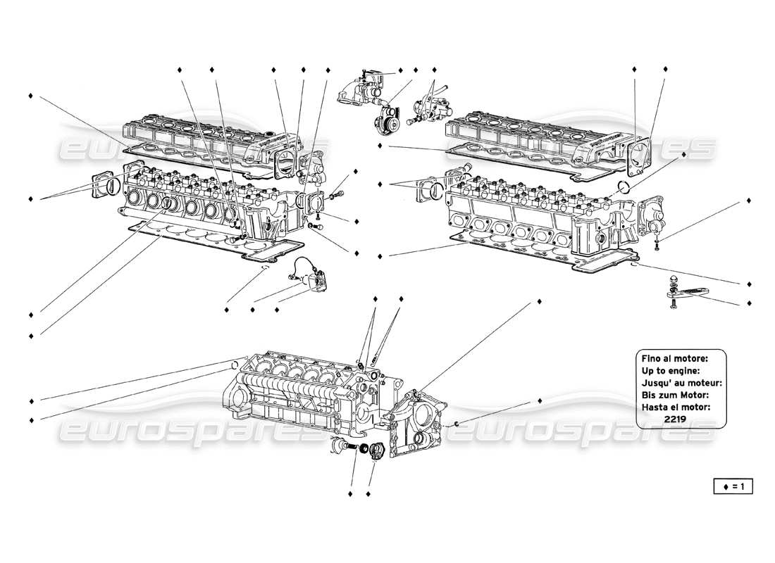 lamborghini diablo sv (1999) teilediagramm für deckeldichtungssatz