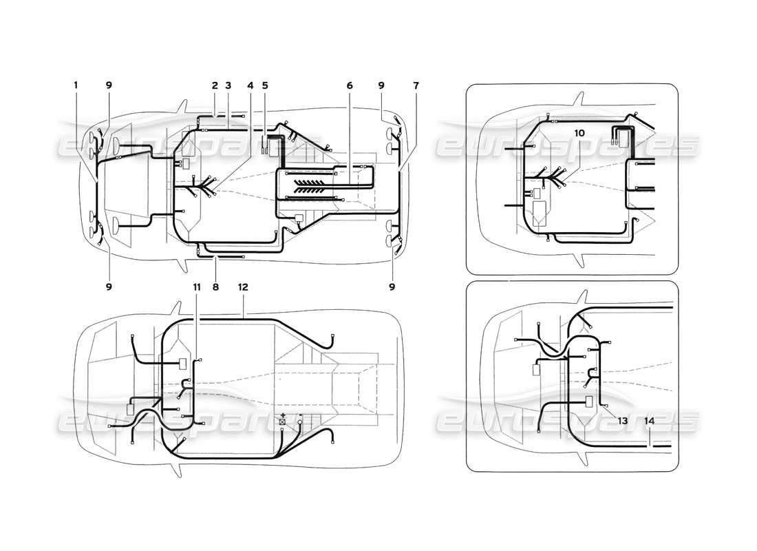 lamborghini diablo sv (1999) teilediagramm des elektrischen systems