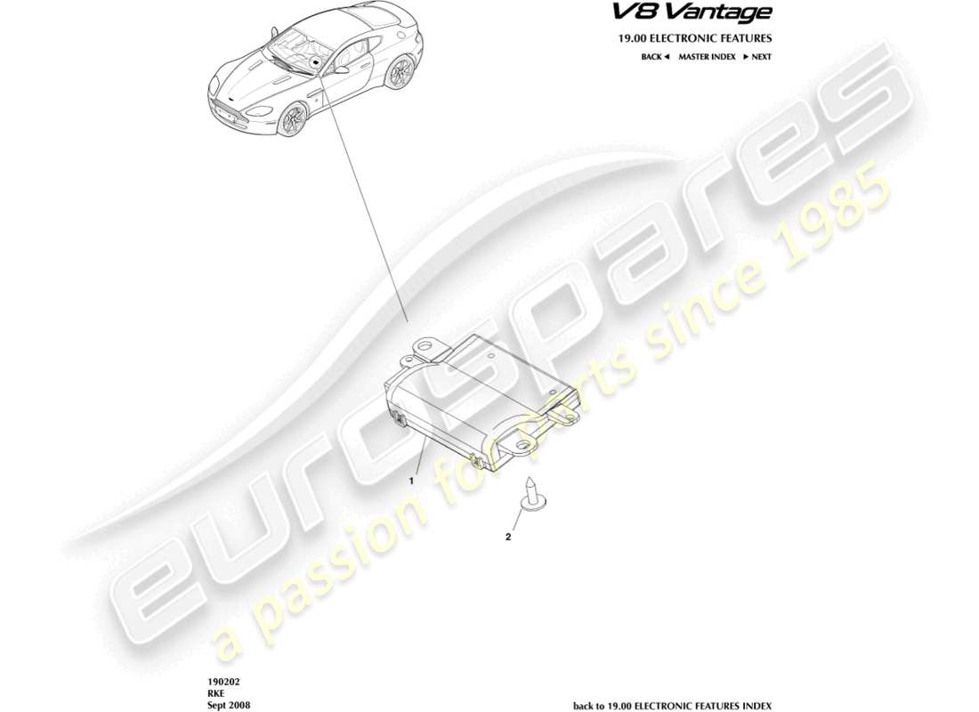 aston martin v8 vantage (2018) rke-teilediagramm