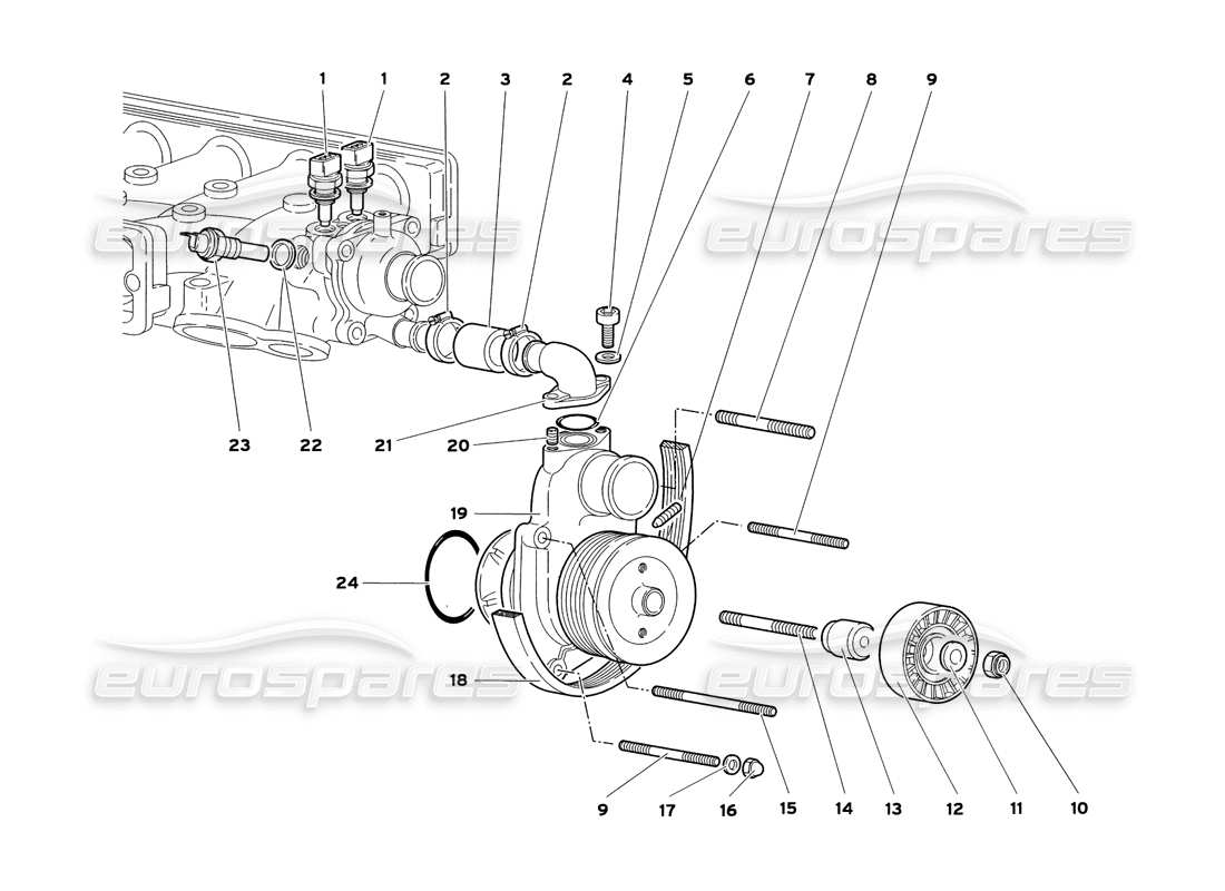 lamborghini diablo sv (1999) wasserpumpe teilediagramm