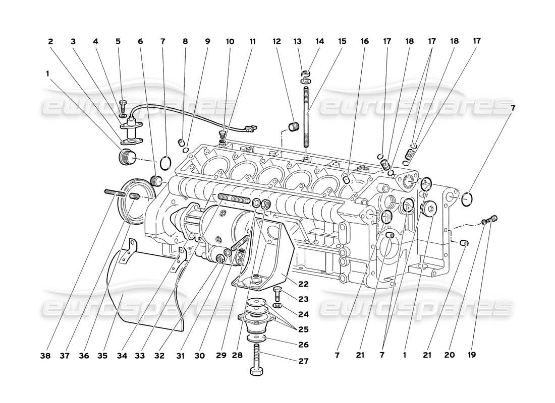 lamborghini diablo sv (1999) kurbelgehäuse-teilediagramm