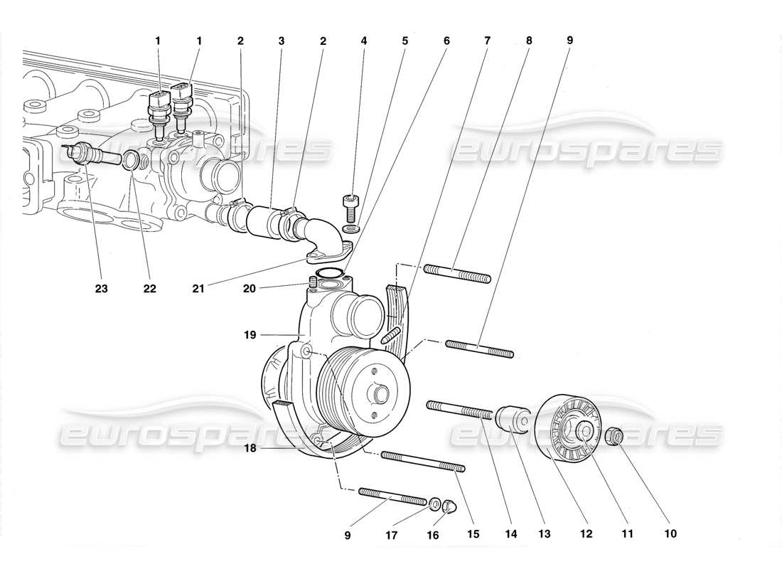 lamborghini diablo roadster (1998) wasserpumpe teilediagramm