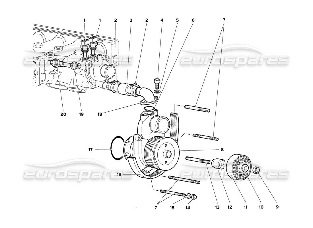 lamborghini diablo 6.0 (2001) wasserpumpe teilediagramm