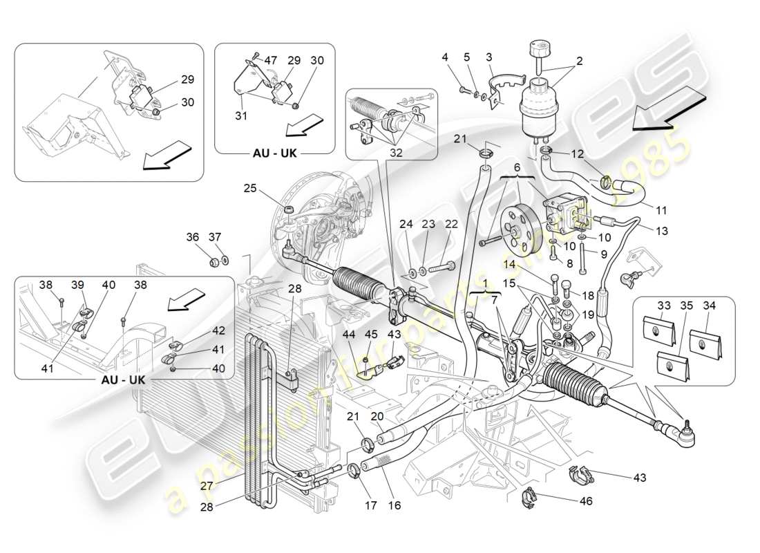 maserati granturismo (2013) komplette lenkzahnradeinheit ersatzteildiagramm