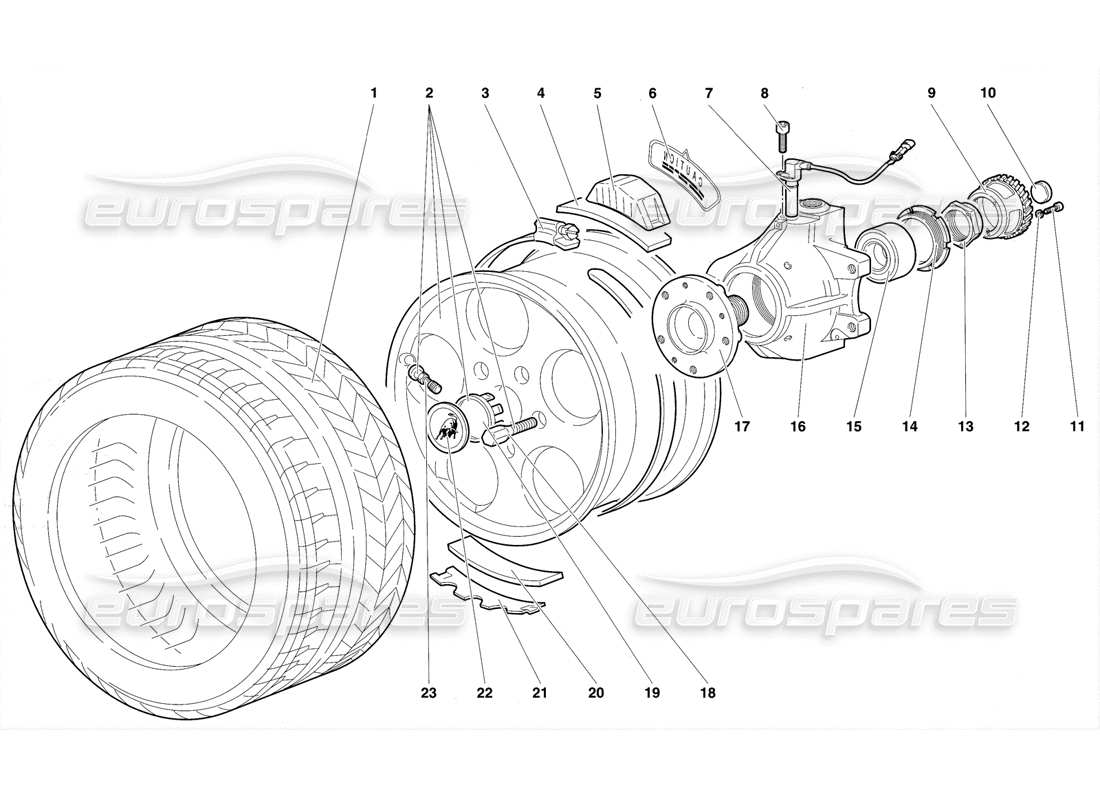 lamborghini diablo se30 (1995) vorderrad- und nabenträger teilediagramm