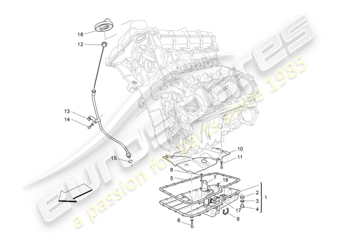 maserati granturismo (2013) schmiersystem: kreislauf und sammlung teilediagramm