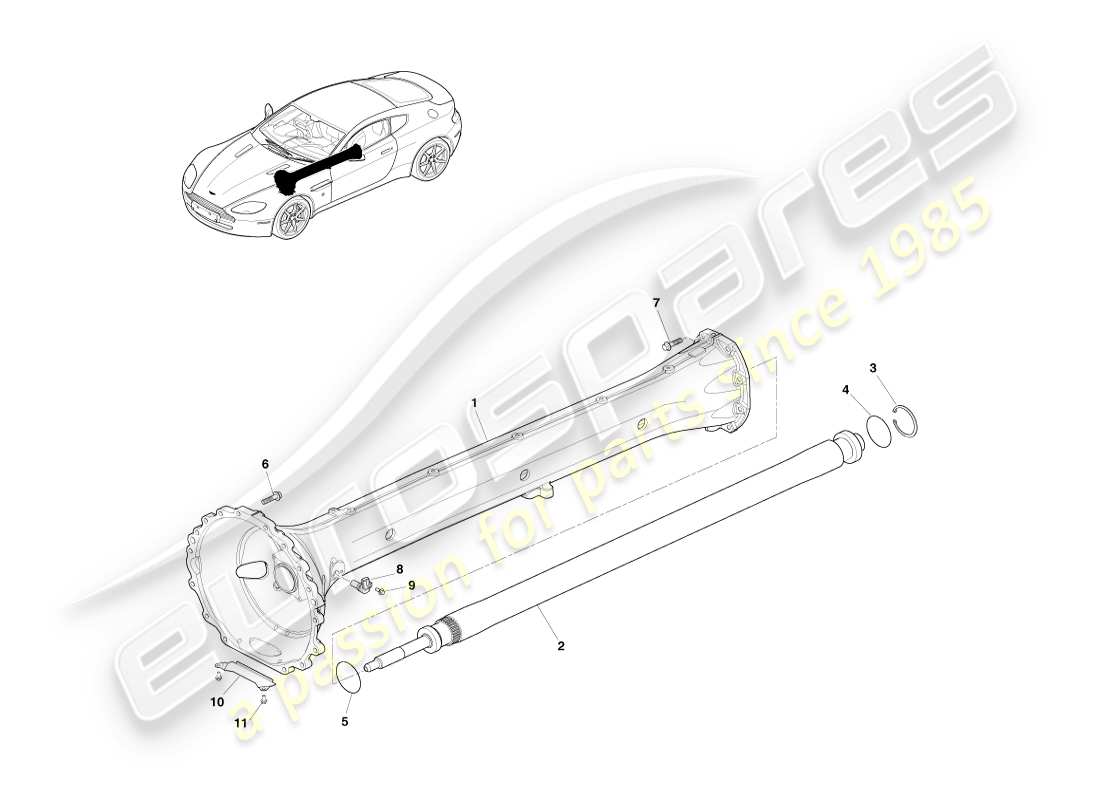 aston martin v8 vantage (2005) teilediagramm der antriebswellenbaugruppe