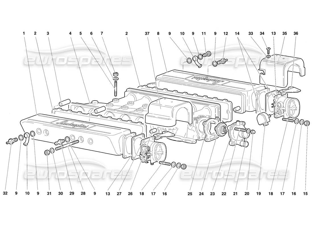 lamborghini diablo sv (1997) ansaugkrümmer - teilediagramm