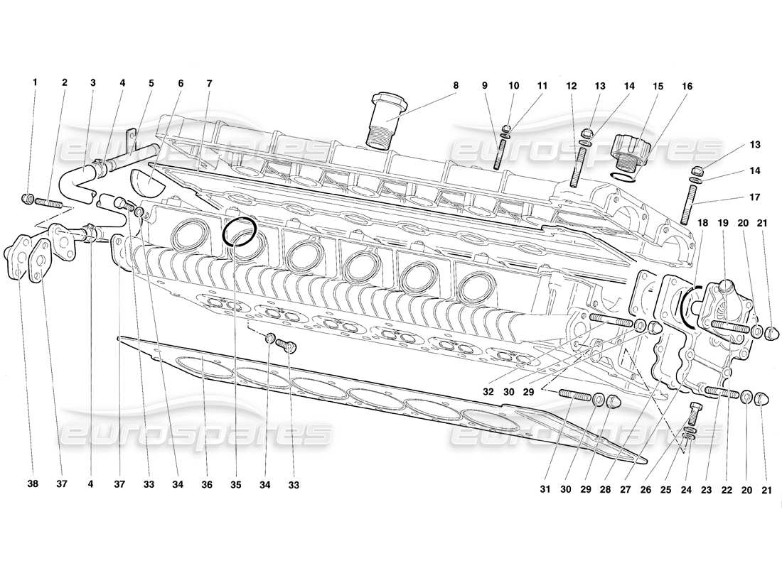 lamborghini diablo se30 (1995) zubehör für linken zylinderkopf teilediagramm