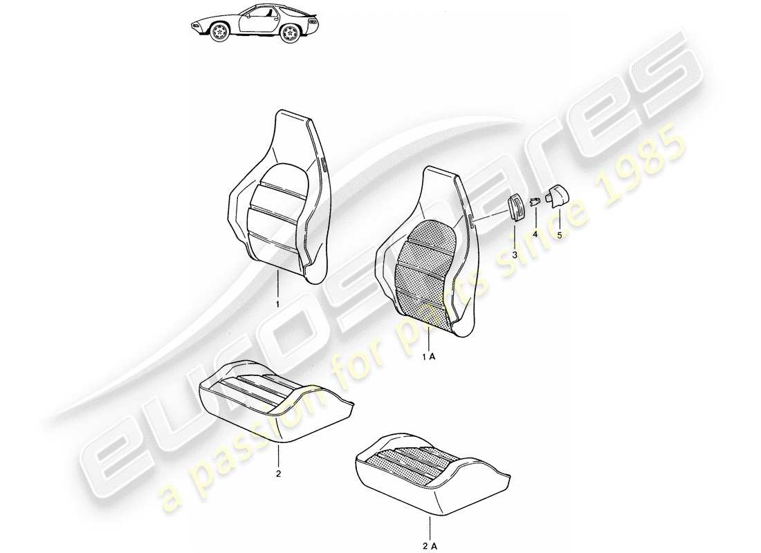 eine teilezeichnung aus dem porsche 1986 (seats for 944/968/911/928) teilekatalog