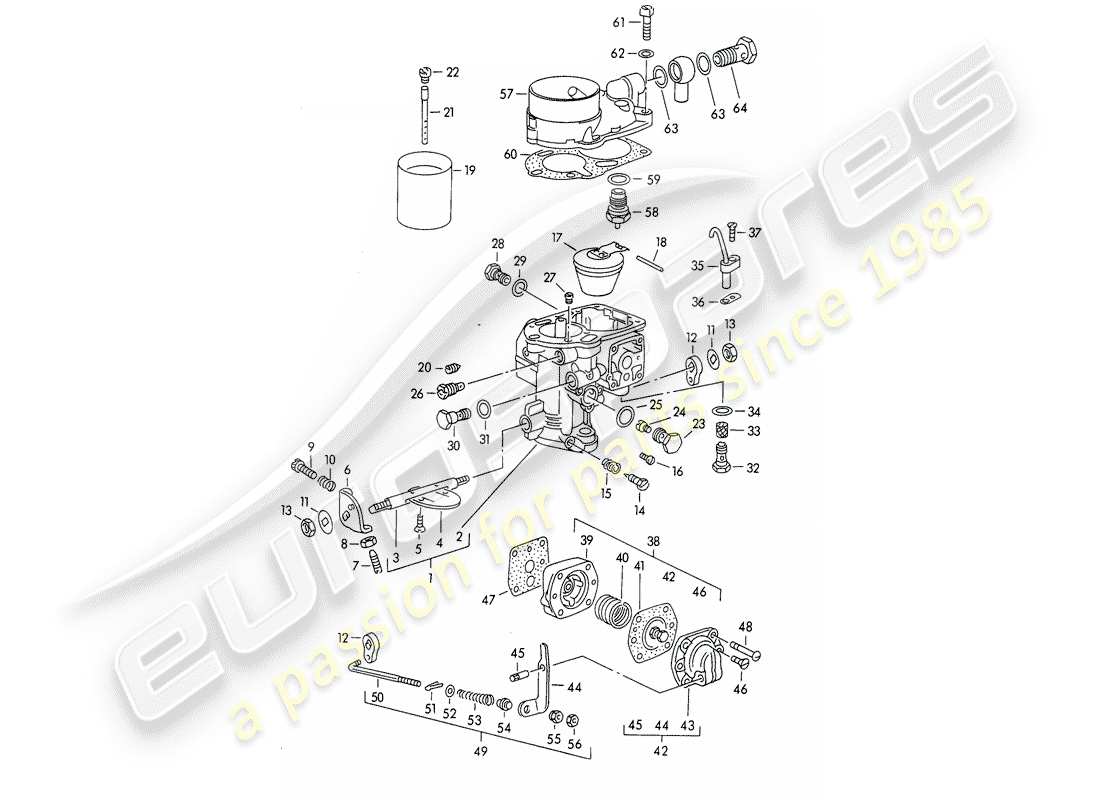 eine teilezeichnung aus dem porsche 1951 (356/356a) teilekatalog