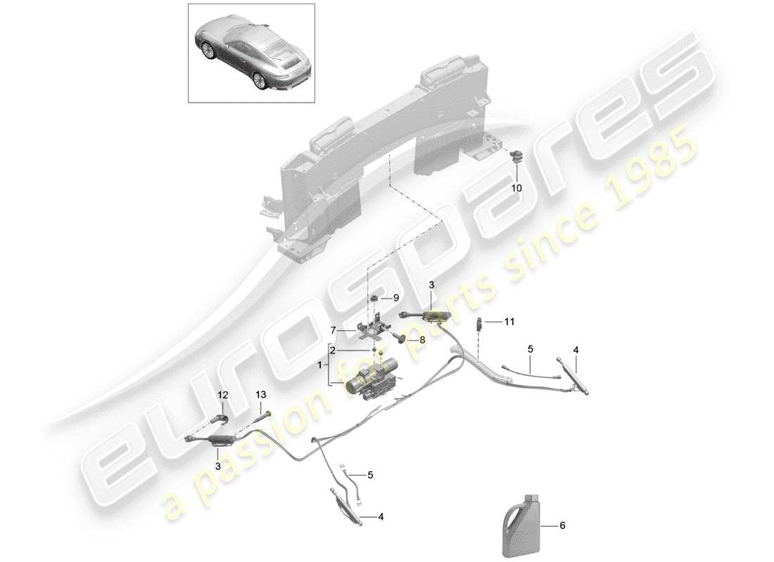 porsche 2018 (991-2) ersatzteildiagramm für obere staubox