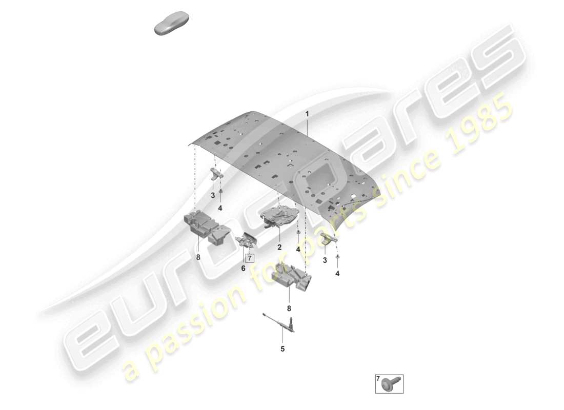 porsche 2019 (992-1) oberer rahmen vorderer dachrahmen dachabdeckung teilediagramm