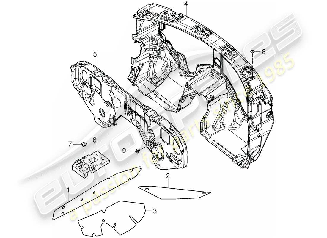 porsche 2008 (cayenne e1 9pa) schalldämpfer teilediagramm
