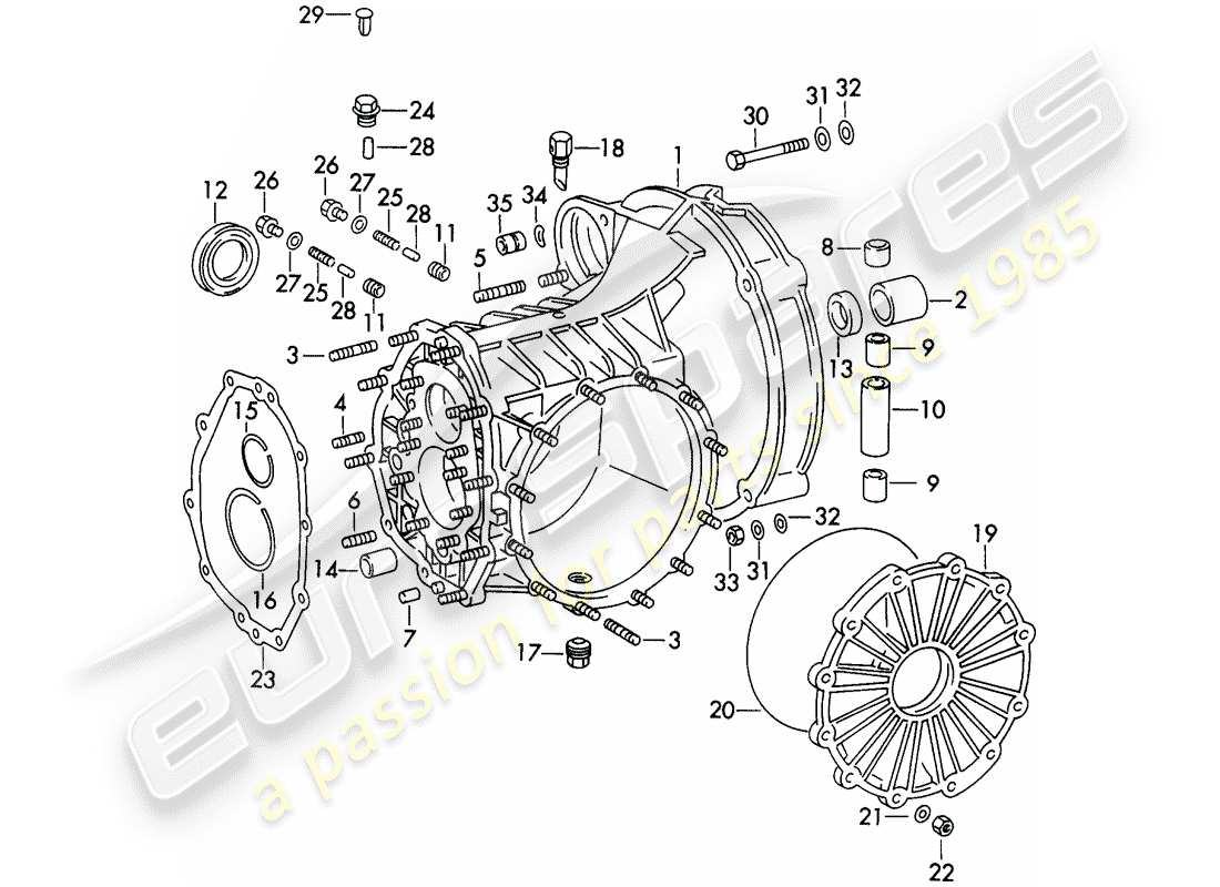 porsche 1971 (911) getriebegehaeuse - typ 915 - d - mj 1972>> ersatzteildiagramm
