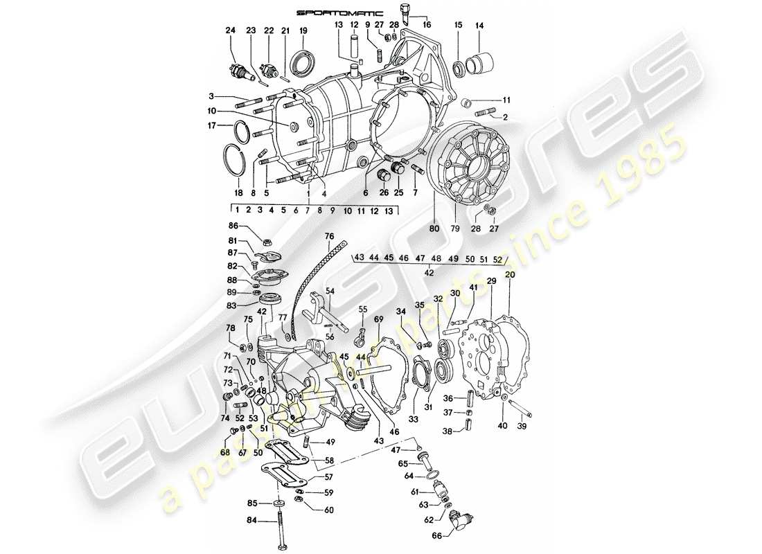 porsche 1974 (914) getriebegehäuse - teilediagramm