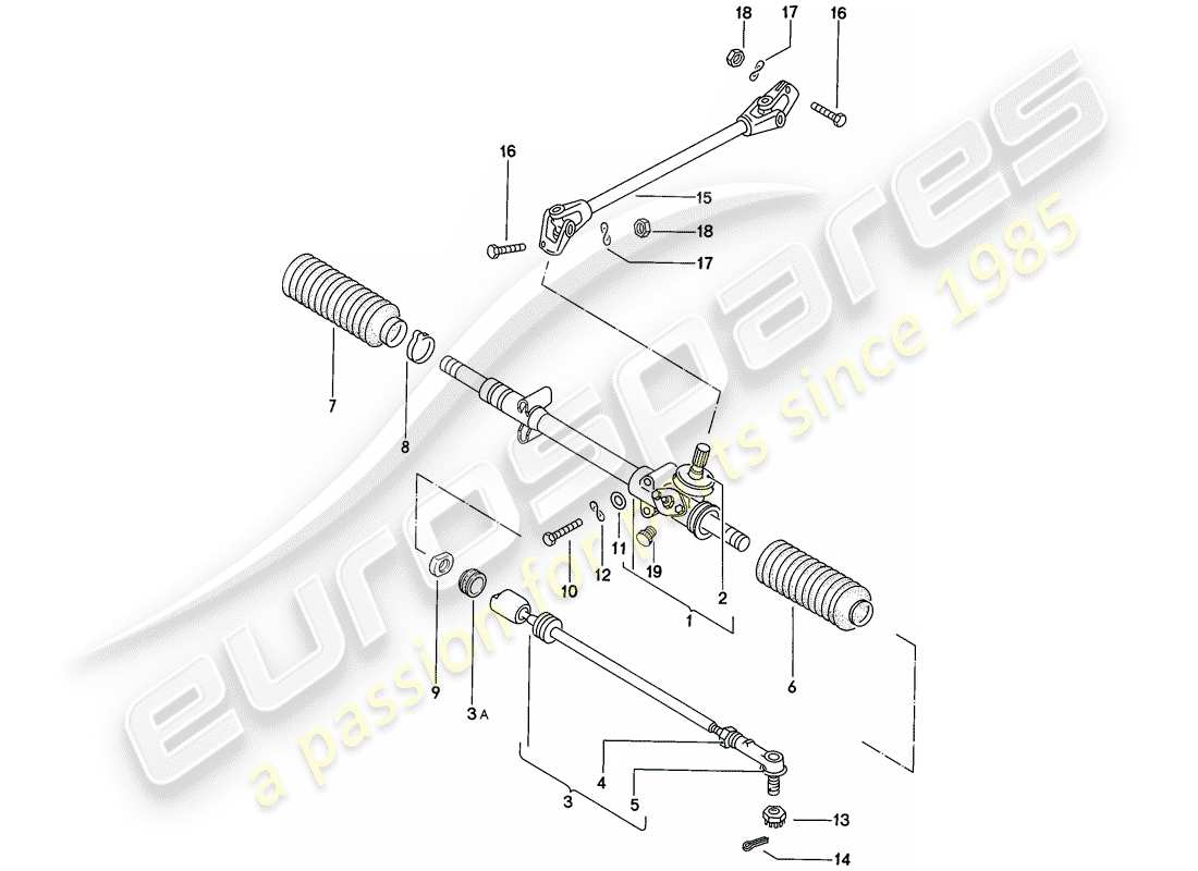 porsche 1978 (924) lenkgetriebe - lenkstange ersatzteildiagramm