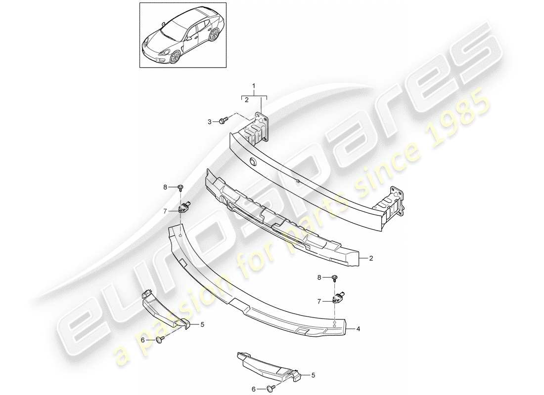 porsche 2014 (panamera 970) stoßstangenhalterung - ersatzteildiagramm