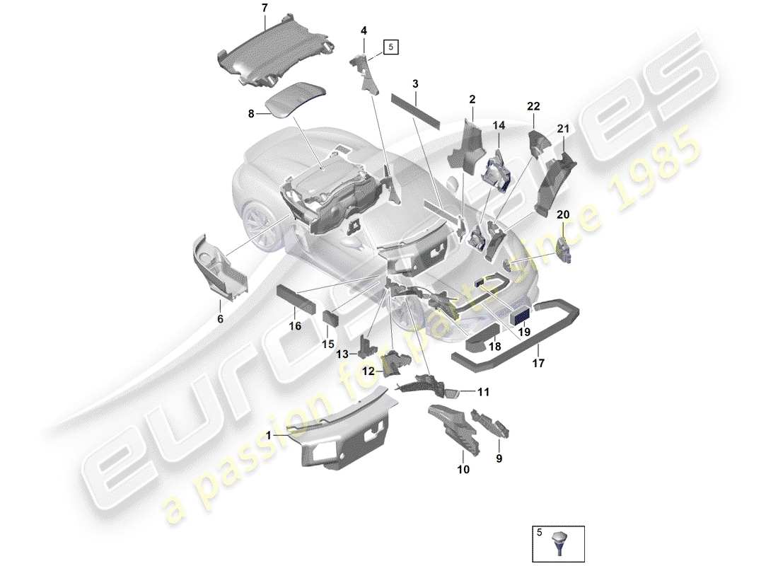 porsche 2019 (718 boxster spyder) karosserie teilediagramm